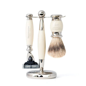 Shaving Kit Taylor of Old Bond Street Super Badger Mach3 Edwardian Imitation Ivory Shaving Set
