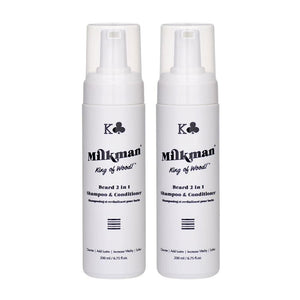 Beard Shampoo Milkman Beard 2 in 1 Shampoo & Conditioner (King of Wood) 200ml (Pack of 2)