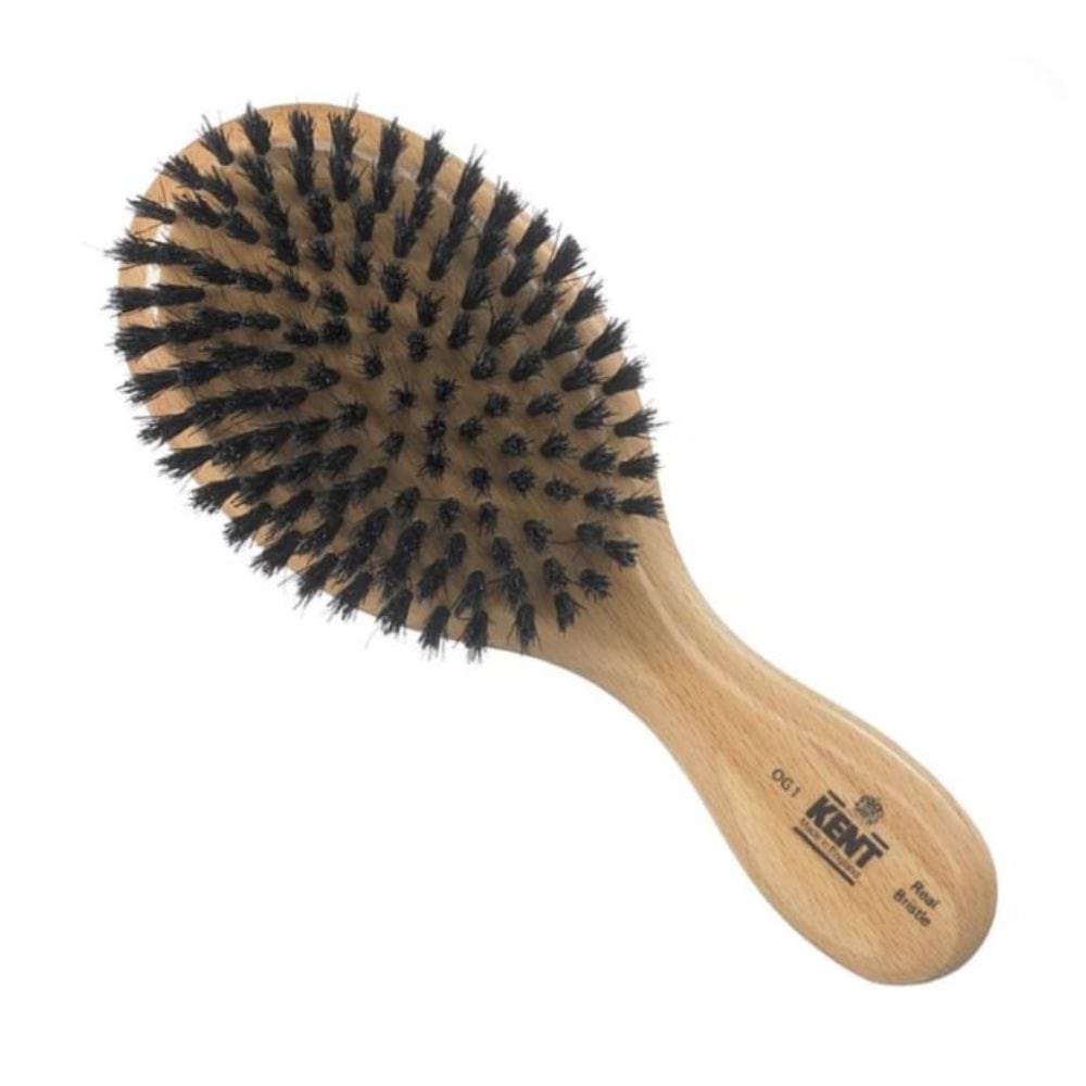 Hair Brush Kent Brushes Finest Beechwood Pure Black Bristle Oval Club Brush