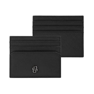 Hugo Boss Card Holder Double B Saffiano Leather Black