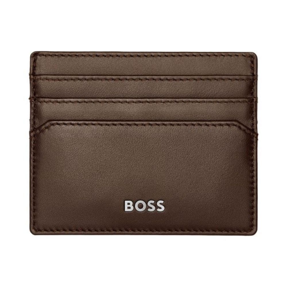 Hugo Boss Leather Card Holder Classic Smooth Brown