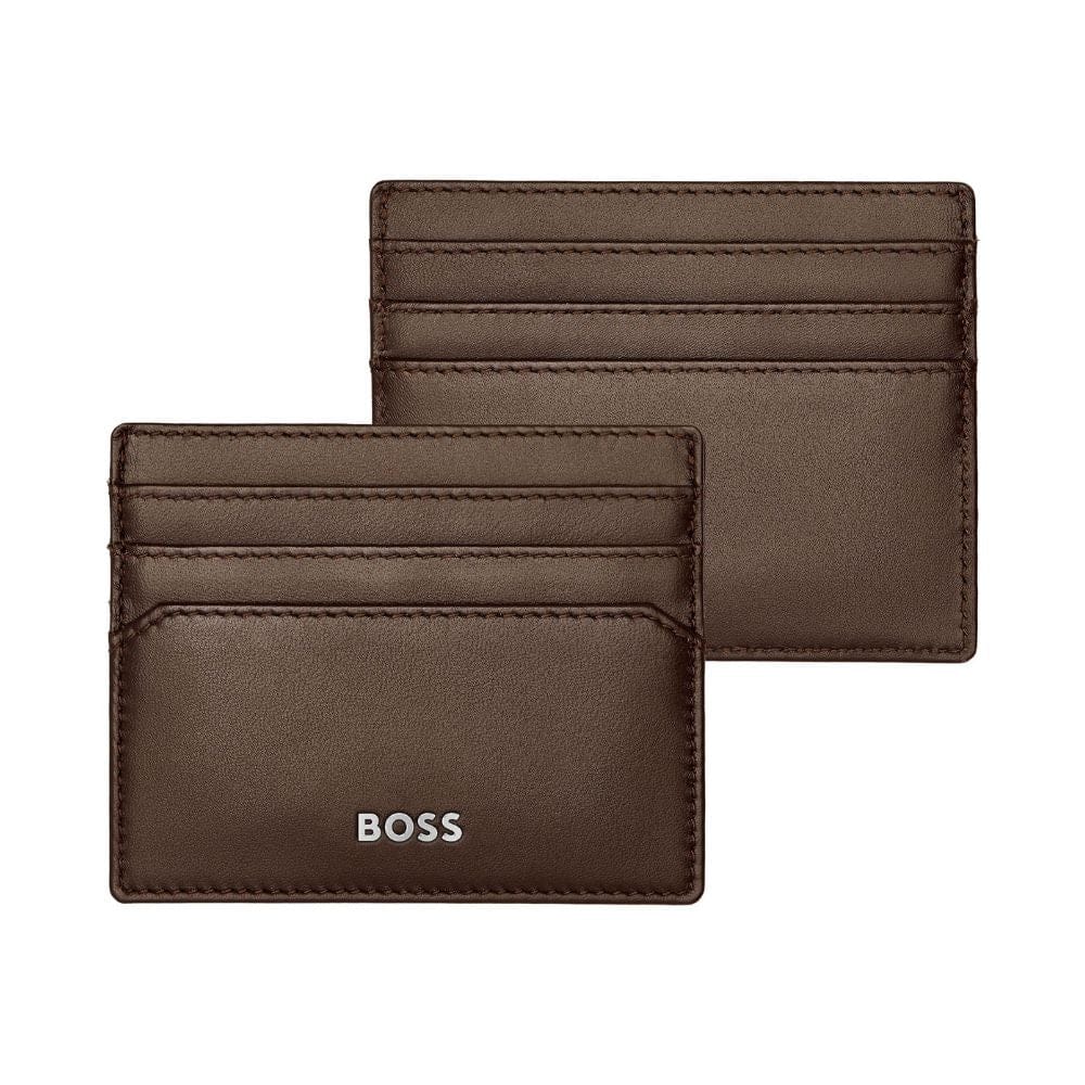Hugo Boss Leather Card Holder Classic Smooth Brown