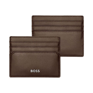 Hugo Boss Leather Card Holder Classic Smooth Brown