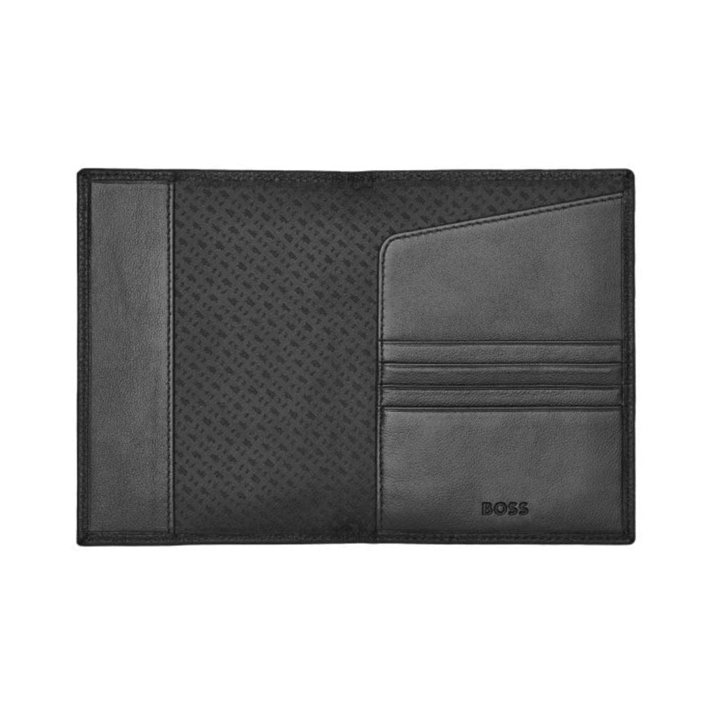 Hugo Boss Passport Holder Classic Grained Black Leather