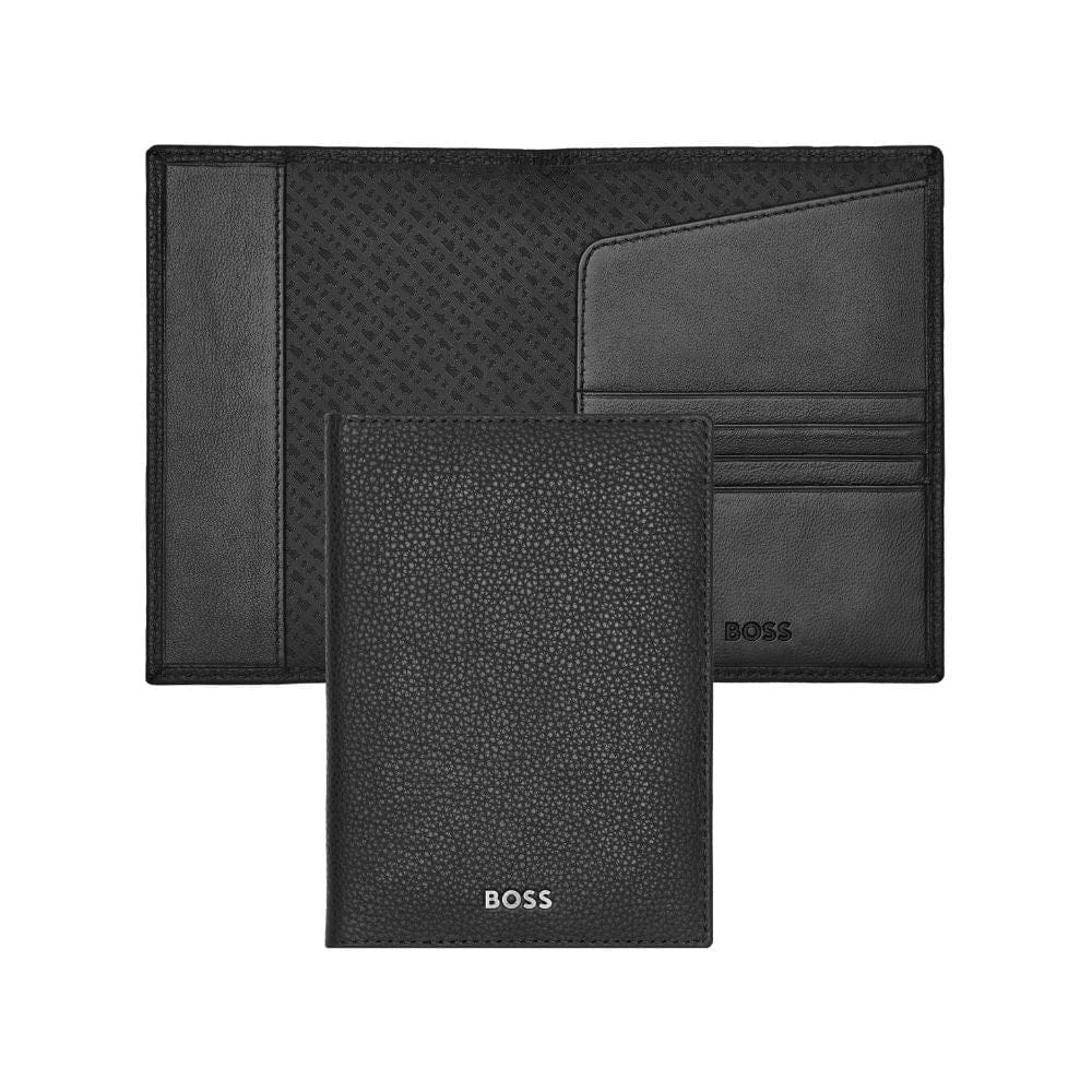 Hugo Boss Passport Holder Classic Grained Black Leather