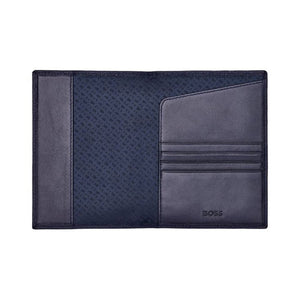 Hugo Boss Passport Holder Classic Grained Navy Leather