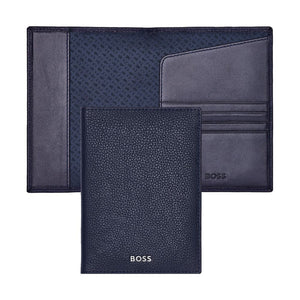 Hugo Boss Passport Holder Classic Grained Navy Leather