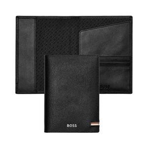 Hugo Boss Passport Holder Iconic Black Leather