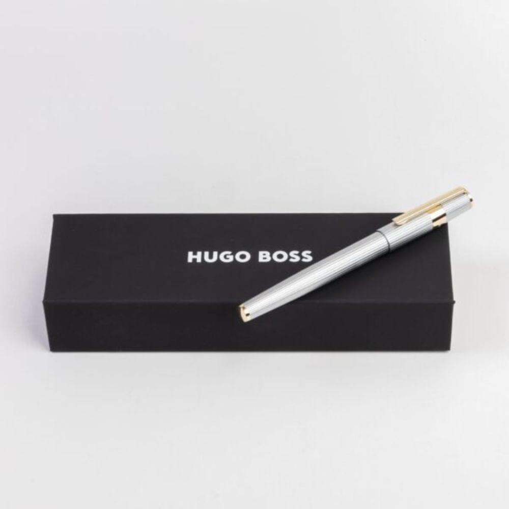 Hugo Boss Rollerball Pen Gear Pinstripe Silver / Gold