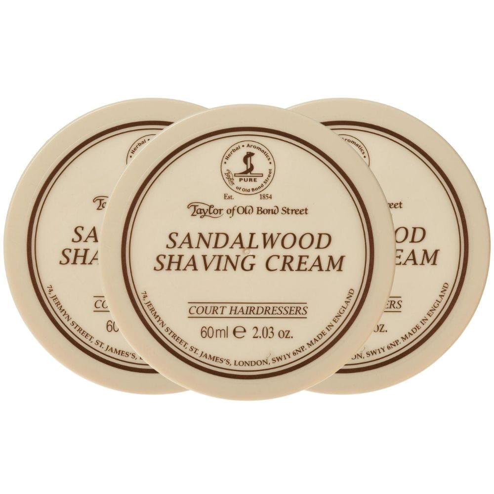 Shaving Soap Taylor of Old Bond Street Sandalwood Shaving Cream Bowl 60g (Pack of 3)