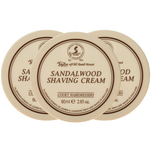 Shaving Soap Taylor of Old Bond Street Sandalwood Shaving Cream Bowl 60g (Pack of 3)