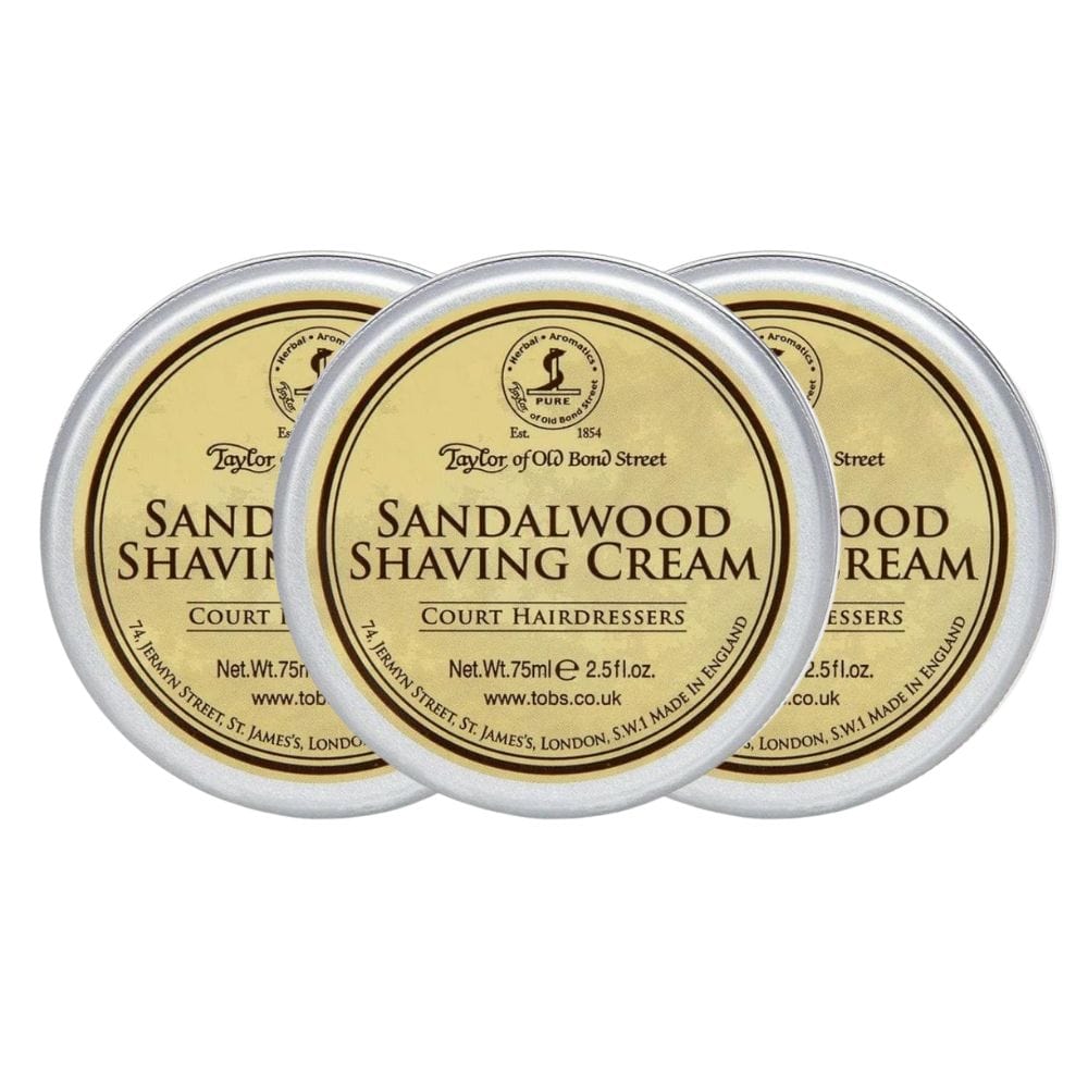 Shaving Soap Taylor of Old Bond Street Sandalwood Shaving Cream Bowl 75ml (Pack of 3)