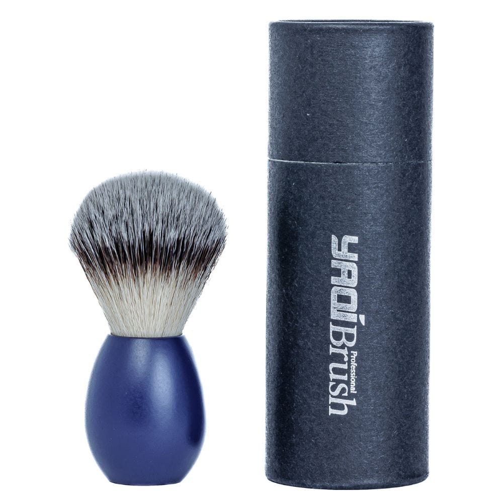 Shaving Brush Yaqi Blue Aluminum Tuxedo Synthetic Shaving Brush