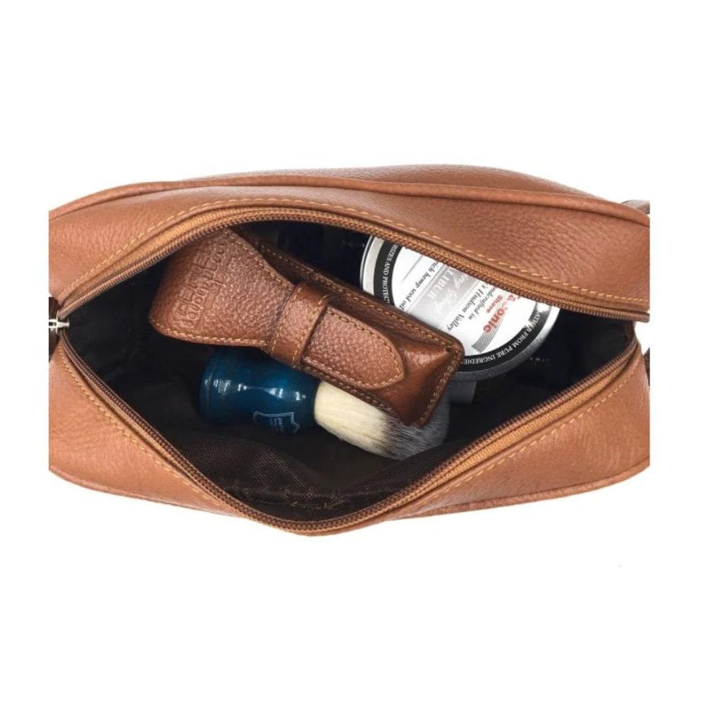 Toiletry Bag Parker Brown Saddle Leather Toiletry Bag
